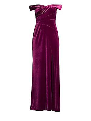 Theia - Off-The-Shoulder Velvet Gown - saks.com