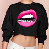 2018 Wholesale Echoine Short Sweatshirts Women Winter Black White Pink 3d Diamond Teeth Print Sweatshirt Sexy Casual O Neck Crop Top Hoodies From Octavi, $42.7 | Dhgate.Com