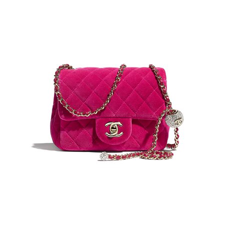 Chanel flap bag in fuschia velvet