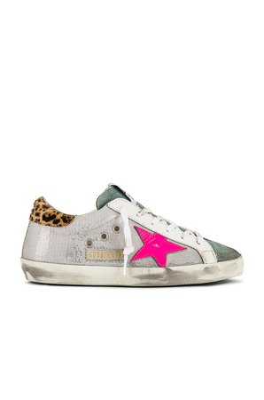 Golden Goose Superstar Sneaker in White, Pink, Turquoise & Leo | REVOLVE