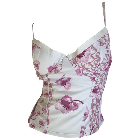 Christian Dior by John Galliano Vintage Cherry Blossom Underwire Bra Corset 42 For Sale at 1stdibs