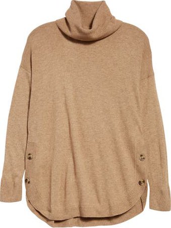 Madewell Crestland Side Button Turtleneck Tunic Sweater | Nordstrom