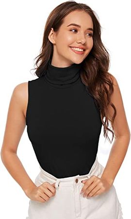 Verdusa Women's Sleeveless High Turtleneck Fitted Tank Top at Amazon Women’s Clothing store