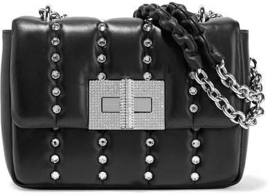 Natalia Small Crystal-embellished Quilted Leather Shoulder Bag - Black