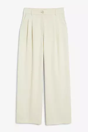 Cream white wide leg trousers - Taupe - Monki WW