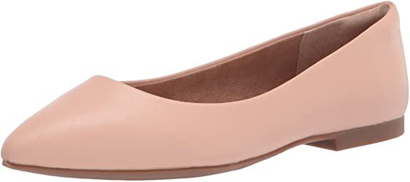 Amazon.com: Amazon Essentials Women's Pointed-Toe Ballet Flat, Blush Faux Leather, 9 B US: Shoes