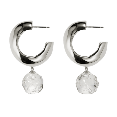 Agmes - MEDIUM CLEO EARRINGS in Sterling Silver / Clear