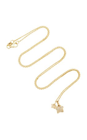 With Love Darling Two Stars 18K Gold Diamond Necklace