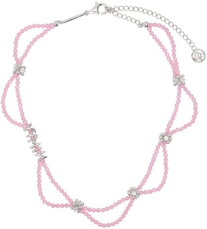 YVMIN: Pink Double Beaded Necklace | SSENSE