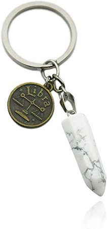 Amazon.com: ZUOPIPI Zodiac Crystal Stone Keychain Natural Rose Stone/Red Agate/Aventurine Healing Crystal Keychain (libra): Jewelry