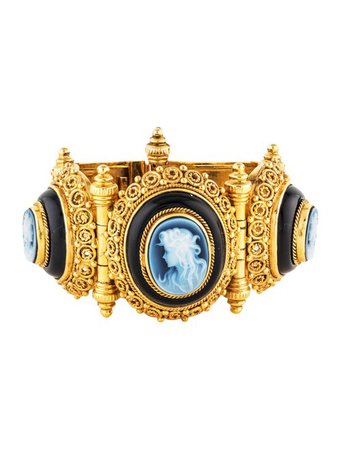 Bracelet 14K Porcelain & Onyx Cameo Bracelet - Bracelets - BRACE36831 | The RealReal