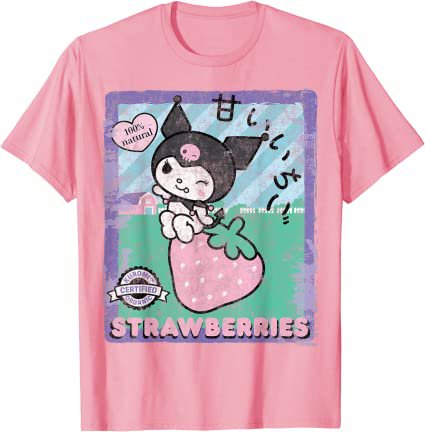 Amazon.com: Kuromi Strawberry Picking Strawberries Farm T-Shirt : Clothing, Shoes & Jewelry