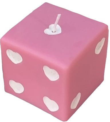 pink heart dice candle