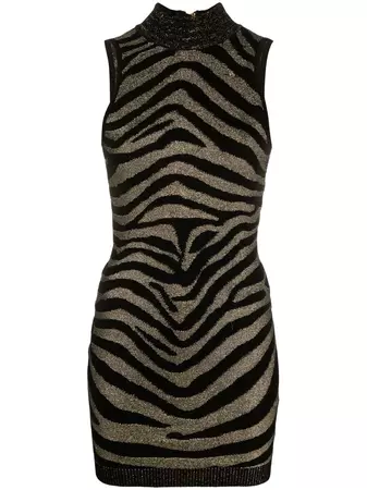 Balmain zebra-print Knitted Minidress - Farfetch