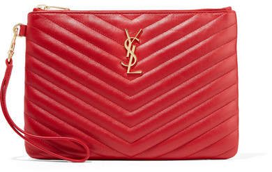 Monogramme Quilted Leather Pouch - Red