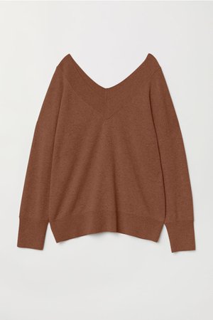 V-neck Cashmere Sweater - Brown - Ladies | H&M US