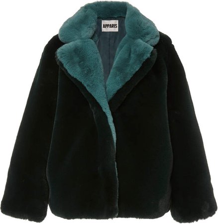 Apparis Kendall Cropped Two-Tone Faux Fur Coat
