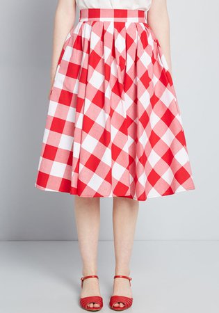 Retrolicious Fabulousness in Full Midi Skirt RED/WHITE | ModCloth
