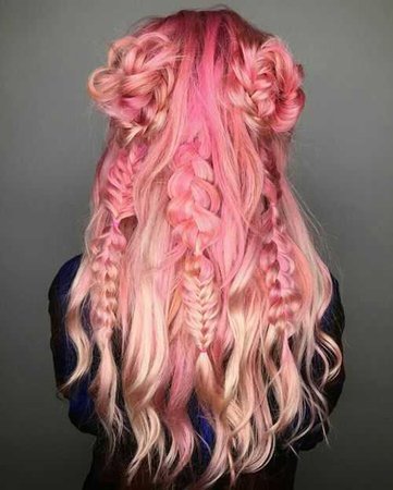 pink braided hair