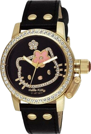 gold and black hello kitty watch