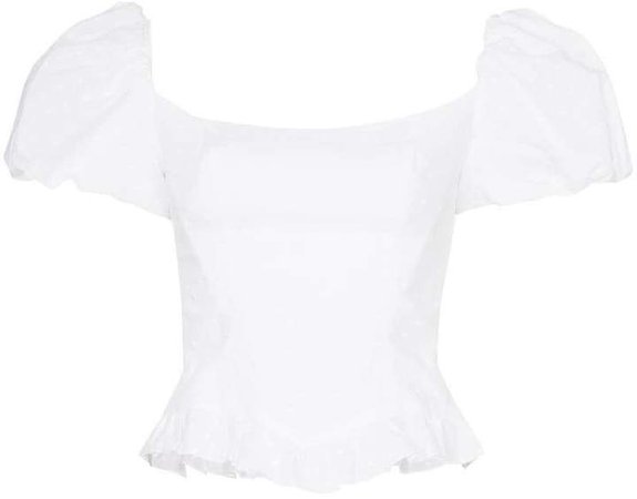 De La Vali square neck puff sleeve cotton blouse