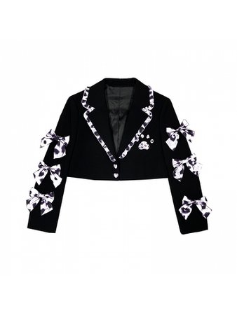 Black and White Hot Girl Sweet Meow Claw Short Jacket by Diamond Honey