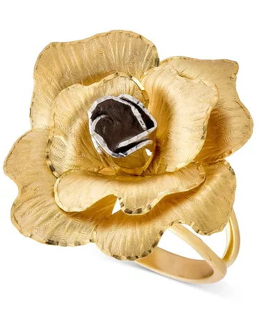 Macy's Satin Flower Statement Ring in Sterling Silver & 14k Gold-Plated Sterling Silver