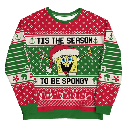 SpongeBob SquarePants Ugly Christmas Unisex Crew Neck Sweatshirt – SpongeBob SquarePants Shop