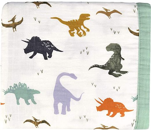 Amazon.com: Dinosaur Muslin Quilts - Bamboo Summer Blanket for Toddler - Oversized 47" x 47" - 2 Layers Muslin Baby Crib Blanket for Boy (Dinosaur) : תינוק