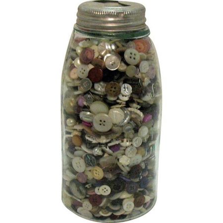 Mason jar of buttons