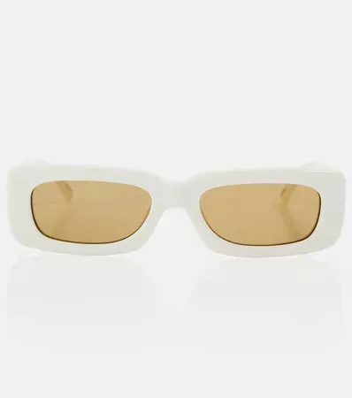 X Linda Farrow Mini Marfa Rectangular Sunglasses in White - The Attico | Mytheresa