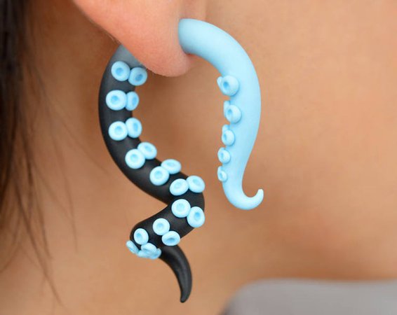 Octopus Earrings Tentacle Earrings Menhera Faux Gauges Fakers | Etsy