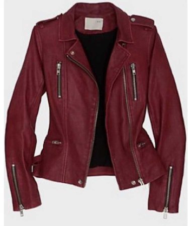 maroon/red leather jacket