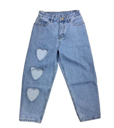girly denim heart cut jeans