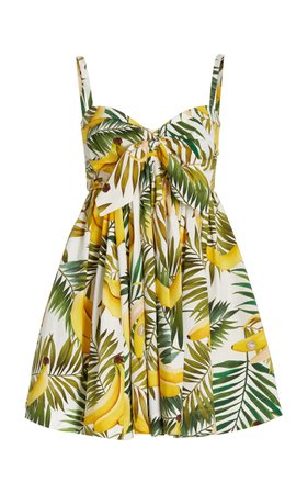 Banana-Print Cotton-Blend Mini Dress By Oscar De La Renta | Moda Operandi