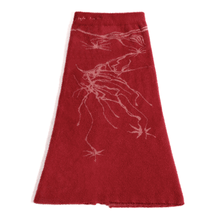Abstract Print Knit Skirt - Red – Pixies Bite