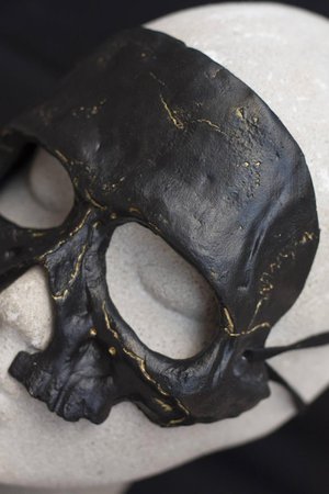 Black and Gold Half Skull Mask