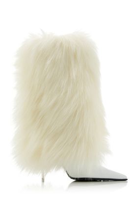 Furry Knee-High Leather Boots By Dolce & Gabbana | Moda Operandi