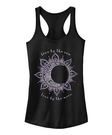 Fifth Sun Black Live By the Sun Love By the Moon Racerback Tank - Women | Best Price and Reviews | Zulily