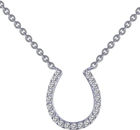 Horseshoe Simulated Diamond Pendant Necklace