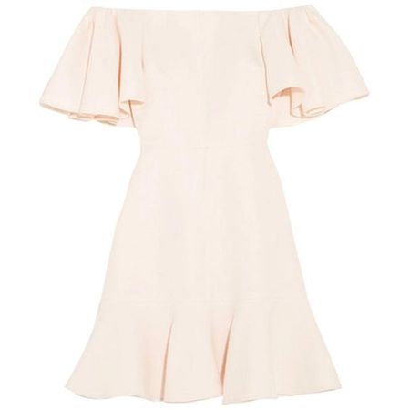 Valentino Off-The-Shoulder Silk-Blend Crepe Mini Evening Dress, White