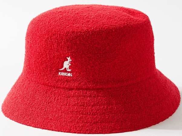 UO red bucket hat