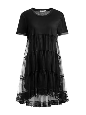 Dreema Tulle Shirt Mini Dress In Black | Alice And Olivia