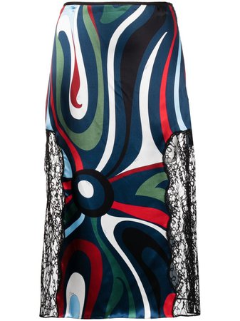 PUCCI abstract-print Lace Trim Skirt - Farfetch