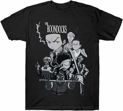 Amazon.com: UEESTAR The-Boondocks Shirts for Men Character Cast Fighting Collage Image t Shirt Black Small : Clothing, Shoes & Jewelry