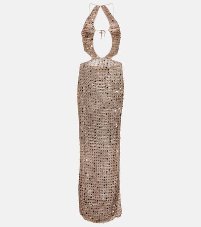 Morel Cutout Sequined Maxi Dress in Beige - Aya Muse | Mytheresa