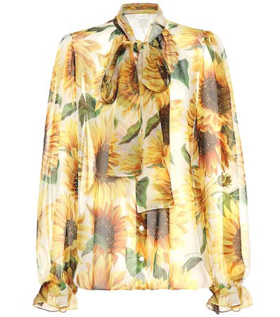 Dolce & Gabbana Sunflower silk-chiffon blouse