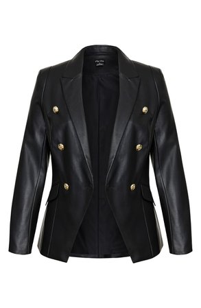 City Chic Royalty Faux Leather Jacket (Plus Size)black