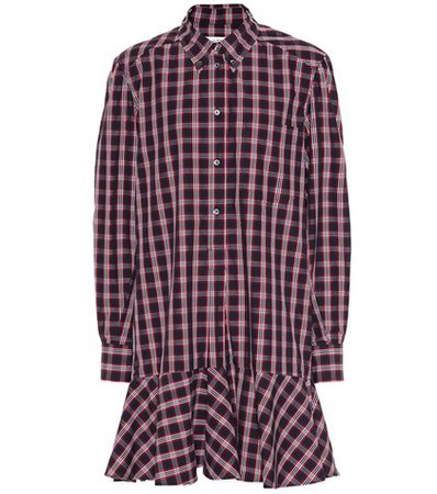 Ondria plaid cotton shirt dress