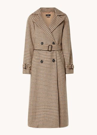 MaxMara Clan wool coat with pied de poule pattern and side pockets • de Bijenkorf